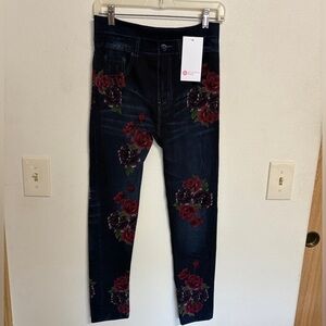Leggings park plus size rose patterned jeggings NWT